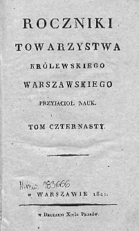 Roczniki Towarzystwa Warszawskiego Przyjaciół Nauk. 1821