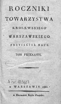 Roczniki Towarzystwa Warszawskiego Przyjaciół Nauk. 1822