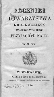 Roczniki Towarzystwa Warszawskiego Przyjaciół Nauk. 1830