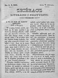 Zbieracz Literacki i Polityczny. 1836/37. T. I, nr 1