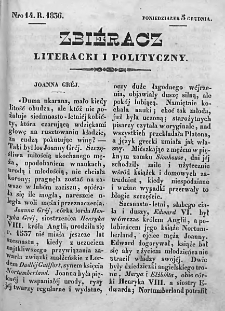 Zbieracz Literacki i Polityczny. 1836/37. T. I, nr 14