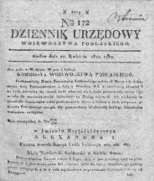 Dziennik Urzędowy Woiewództwa Podlaskiego. 1822. T I. Nr 172