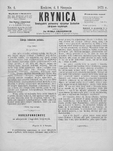 Krynica : tygodnik poświęcony ojczystym zakładom zdrojowo-kąpielowym. 1873, nr 4