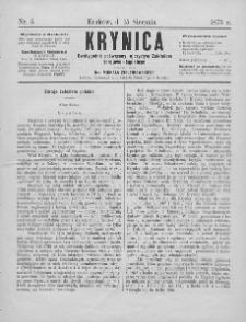 Krynica : tygodnik poświęcony ojczystym zakładom zdrojowo-kąpielowym. 1873, nr 5