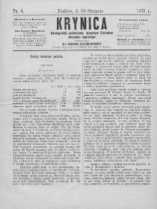 Krynica : tygodnik poświęcony ojczystym zakładom zdrojowo-kąpielowym. 1873, nr 6
