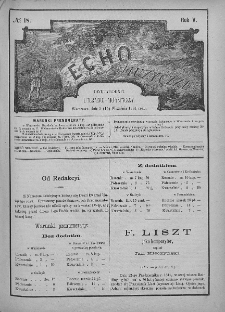 Echo Muzyczne : dwutygodnik artystyczno - literacki. 1881. T. 5, nr 18