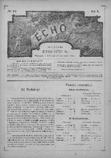 Echo Muzyczne : dwutygodnik artystyczno - literacki. 1881. T. 5, nr 23