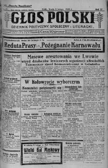 Głos Polski : dziennik polityczny, społeczny i literacki 8 luty 1928 nr 39