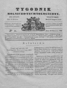 Tygodnik Rolniczo-Technologiczny. T.4. 1838. Nr 18