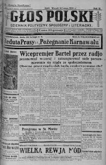 Głos Polski : dziennik polityczny, społeczny i literacki 14 luty 1928 nr 45