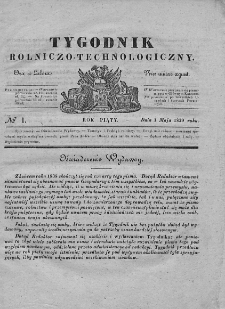 Tygodnik Rolniczo-Technologiczny. T.5. 1839. Nr 1