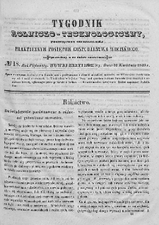 Tygodnik Rolniczo-Technologiczny. T.15. 1849. Nr 18