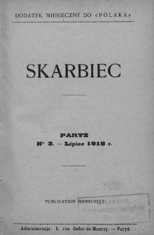 Skarbiec. Dodatek miesięczny do "Polaka". 1918-1919. Nr 3
