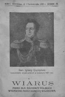 Wiarus. Pismo dla żołnierzy polskich wydawane przez Komisyę Wojskową. 1918. T. 1. Zeszyt 28