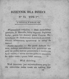 Dziennik dla Dzieci. 1830. T. 1. Nr 12