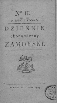 Dziennik Ekonomiczny [Zamojski] Zamoyski. 1803, nr 11
