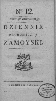 Dziennik Ekonomiczny [Zamojski] Zamoyski. 1803, nr 12