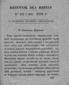 Dziennik dla Dzieci. 1830. T. 4. Nr 292-293