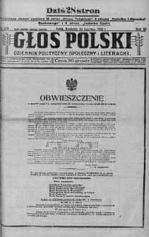 Głos Polski : dziennik polityczny, społeczny i literacki 24 czerwiec 1928 nr 173