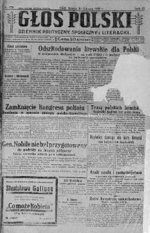 Głos Polski : dziennik polityczny, społeczny i literacki 30 czerwiec 1928 nr 179