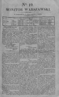 Monitor Warszawski 1825, nr 19