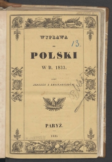 Wyprawa do Polski w roku 1833 przez jednego z Emissariuszów