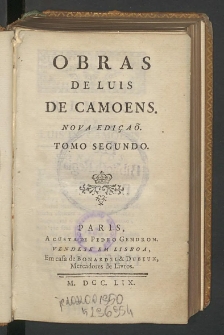 Obras De Luis De Camoens. Tomo Segundo.