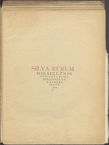 Silva Rerum : miesięcznik Towarzystwa Miłośników Książki w Krakowie. 1927. Tom III