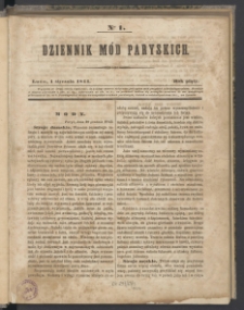 Dziennik Mód Paryskich. T.5. 1844. Nr 1