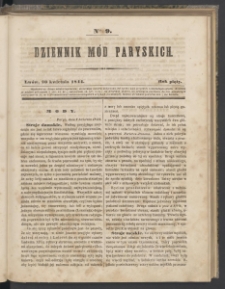 Dziennik Mód Paryskich. T.5. 1844. Nr 9