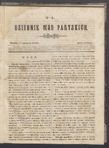 Dziennik Mód Paryskich. T.7. 1846. Nr 1