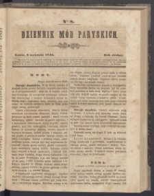 Dziennik Mód Paryskich. T.7. 1846. Nr 8