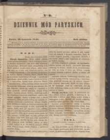 Dziennik Mód Paryskich. T.7. 1846. Nr 9