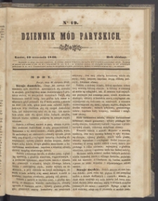 Dziennik Mód Paryskich. T.7. 1846. Nr 19