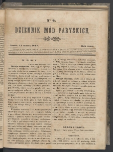 Dziennik Mód Paryskich. T.8. 1847. Nr 6