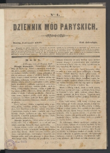 Dziennik Mód Paryskich. T.9. 1848. Nr 1