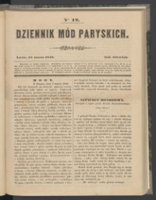 Dziennik Mód Paryskich. T.9. 1848. Nr 12