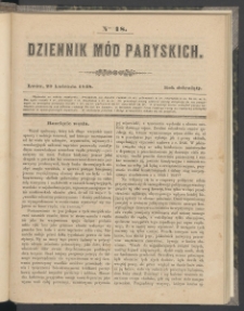 Dziennik Mód Paryskich. T.9. 1848. Nr 18