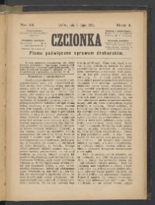 Czcionka : pismo poświęcone sprawom drukarskim. T. I. 1872, nr 13