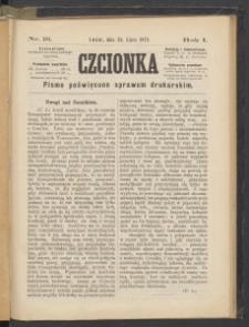 Czcionka : pismo poświęcone sprawom drukarskim. T. I. 1872, nr 16