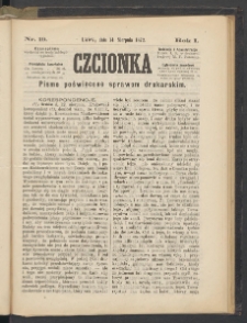 Czcionka : pismo poświęcone sprawom drukarskim. T. I. 1872, nr 19