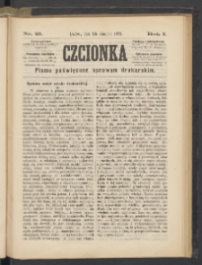 Czcionka : pismo poświęcone sprawom drukarskim. T. I. 1872, nr 21