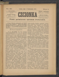 Czcionka : pismo poświęcone sprawom drukarskim. T. I. 1872, nr 26