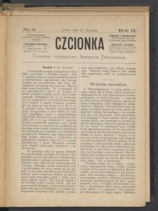 Czcionka : pismo poświęcone sprawom drukarskim. T. II. 1873, nr 5