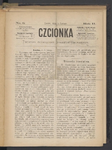 Czcionka : pismo poświęcone sprawom drukarskim. T. II. 1873, nr 6