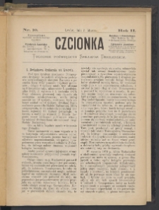 Czcionka : pismo poświęcone sprawom drukarskim. T. II. 1873, nr 10