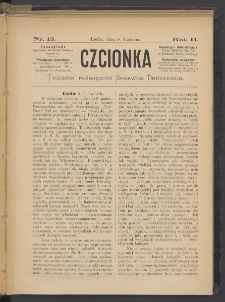 Czcionka : pismo poświęcone sprawom drukarskim. T. II. 1873, nr 15
