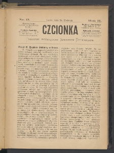 Czcionka : pismo poświęcone sprawom drukarskim. T. II. 1873, nr 17