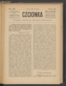 Czcionka : pismo poświęcone sprawom drukarskim. T. II. 1873, nr 27