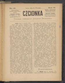 Czcionka : pismo poświęcone sprawom drukarskim. T. II. 1873, nr 37